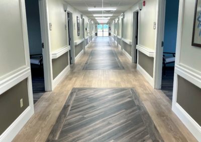 Newly renovated private memory care hallway