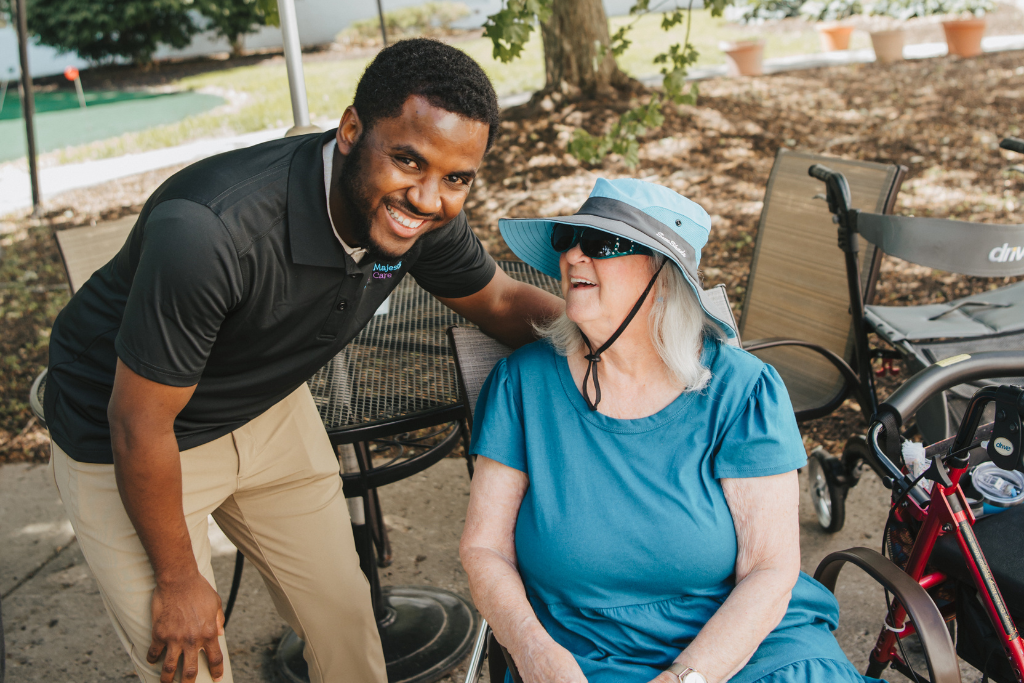 Homepage - Care Services Blurb Medical professional and elderly patient embracing each other